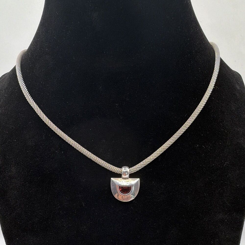 Sterling 925 Sterling Silver Snake Chain Amethyst Pendant